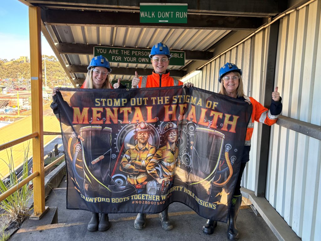 CLR ladies - taken at Clarence Colliery, showcasing the 'Stomp out the Stigma' of Mental Health Banner