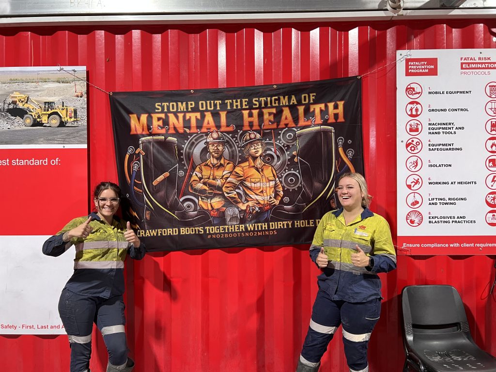 Redpath Mining showcasing the 'Stomp out the Stigma' of Mental Health Banner